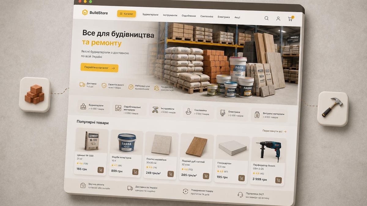 Створюємо ефективний сайт для продажу будматеріалів: що потрібно врахувати